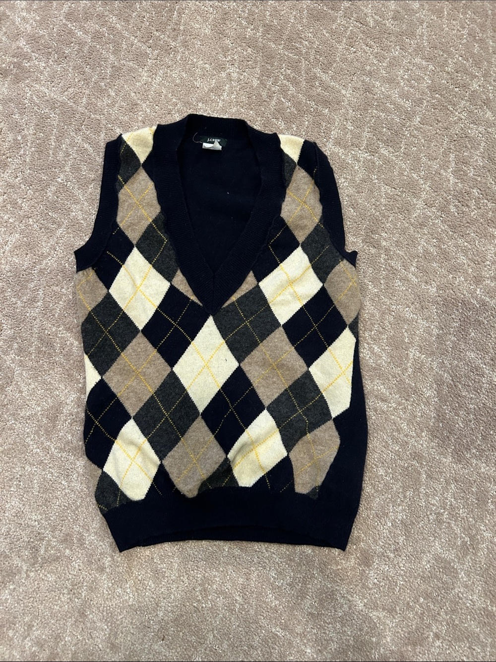 J. Crew Navy Argyle V-Neck Sweater Vest